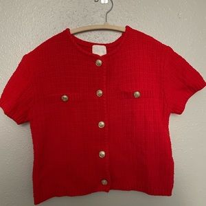 H&M red knit cardigan